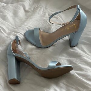 Lulu's Sky Blue Block Heel Sandals